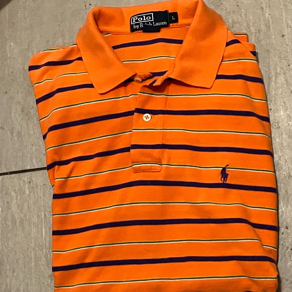Polo by Ralph Lauren Orange and Purple Polo size Large ❤️🥰